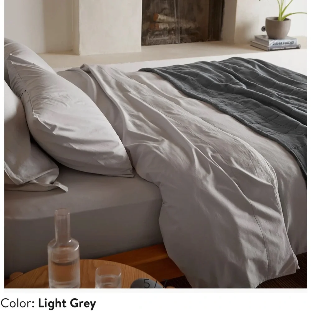 Parachute Light Gray 100% Cotton Duvet Cover Size Full/Queen NEW $280